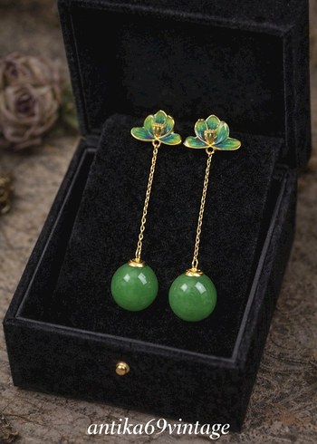 Vintage  lotus Küpe - Görsel 3