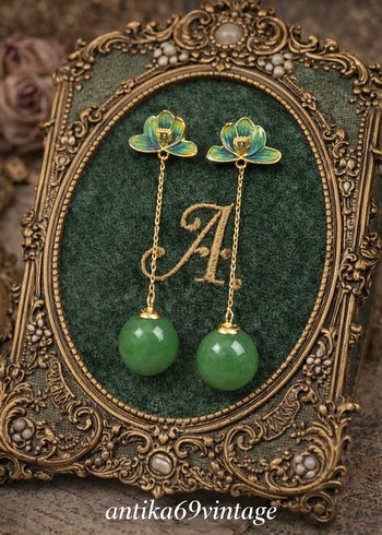 Vintage  lotus Küpe - Görsel 2