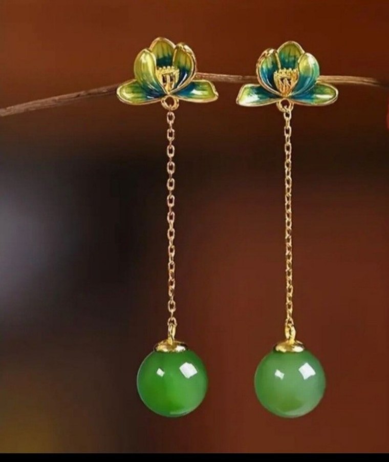 Vintage  lotus Küpe - Görsel 4