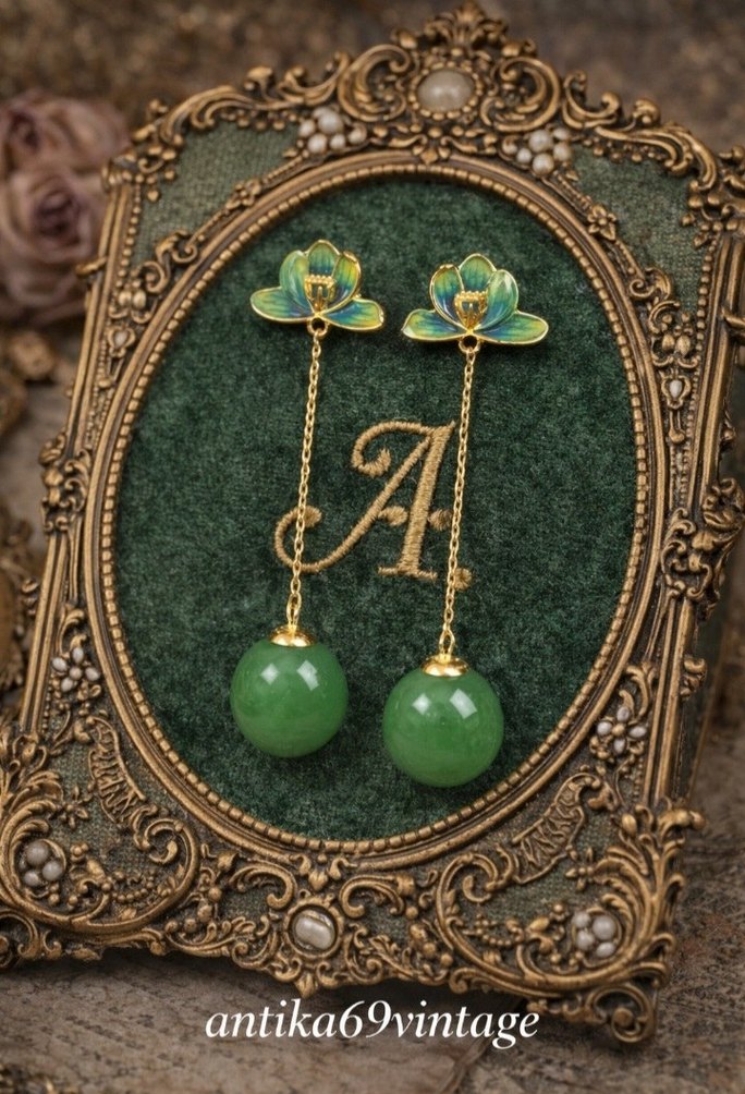 Vintage  lotus Küpe - Görsel 2