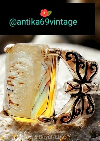 Beden Vintage tasarım kehribar Yüzük
