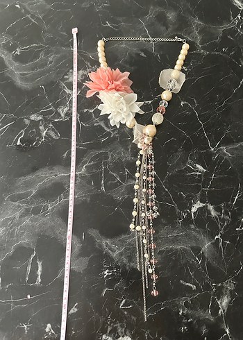 Accessorize Uzun Pembe Çiçekli Boncuklu Bohem Kadın Kolye