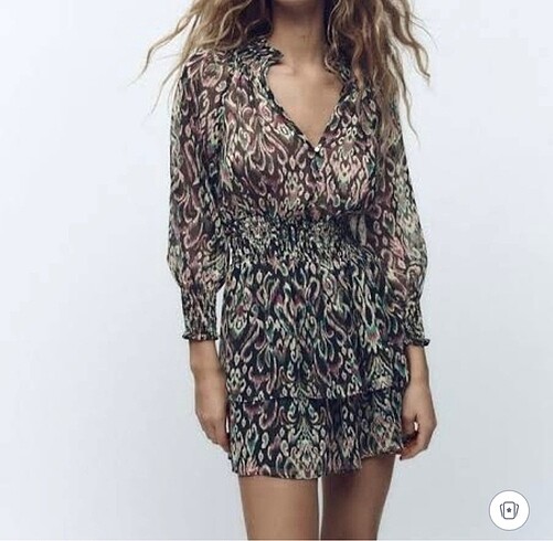 Zara Zara leopar desenli mini şifon elbise