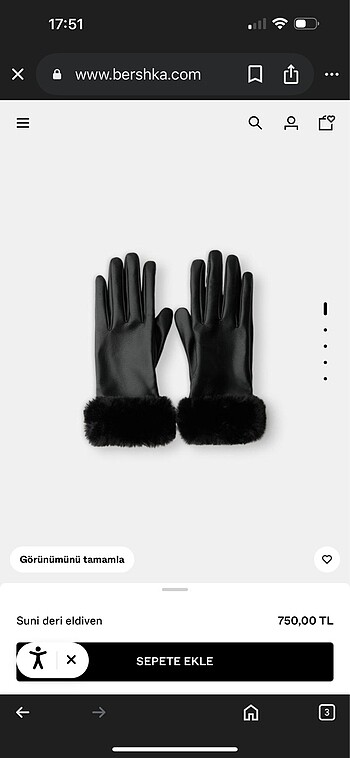 Bershka siyah suni deri eldiven