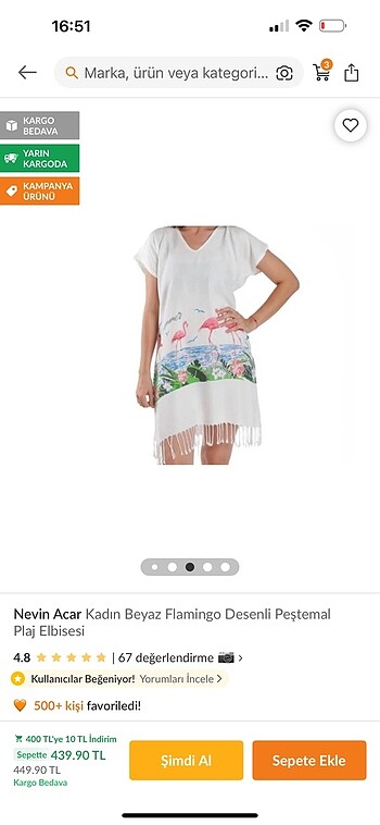 Flamingo Desenli Pestemal Plaj Elbisesi - Görsel 8