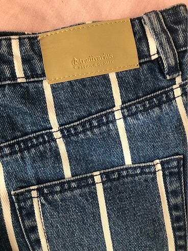 xs Beden mavi Renk Stradivarius cizgili kot etek
