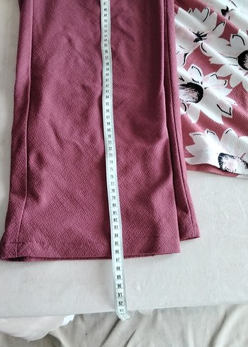 46 Beden Çiçek Desenli Pembe Kadın Pijama Takımı