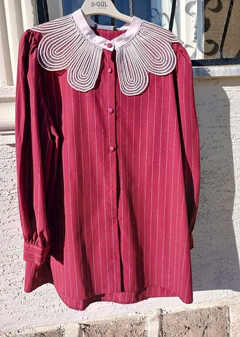 Bordo Nakışlı Vintage Kadın Gömlek - Görsel 2
