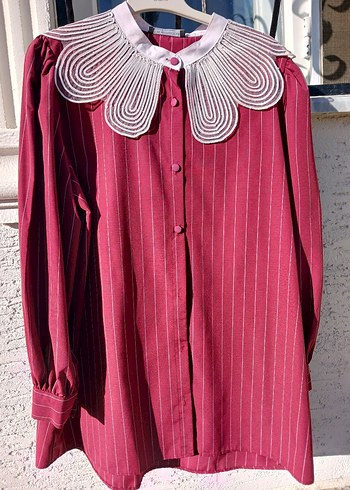 Bordo Nakışlı Vintage Kadın Gömlek - Görsel 3