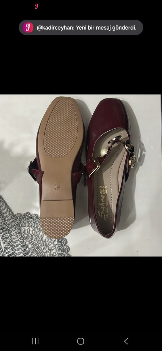 Bordo Rugan Kemerli Kadın Babet - Görsel 4