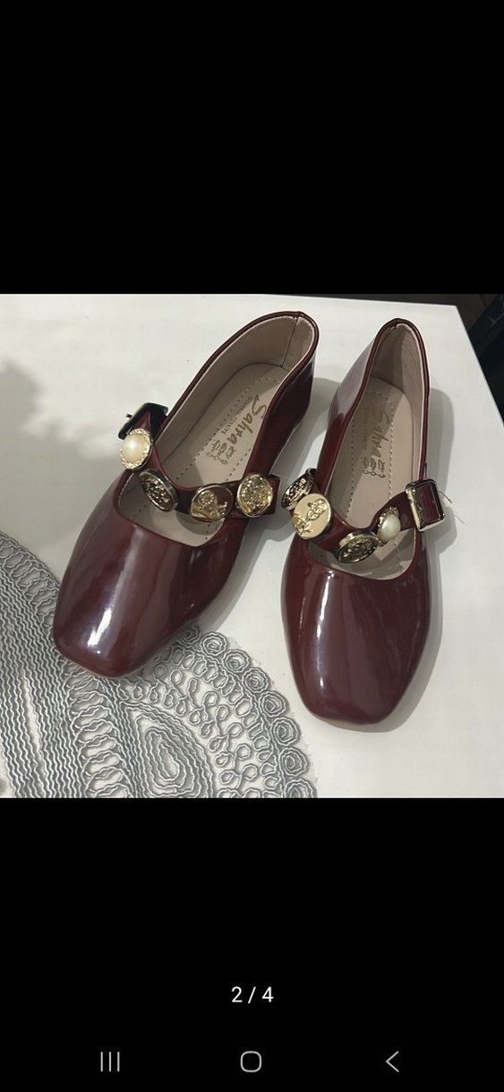 Bordo Rugan Kemerli Kadın Babet - Görsel 2