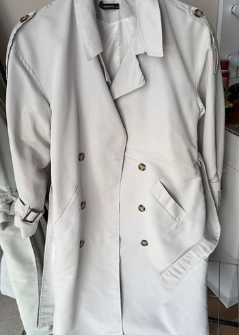 Gri Kemerli Kadın Trençkot - Görsel 5