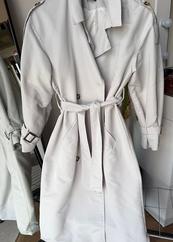 Gri Kemerli Kadın Trençkot - Görsel 4