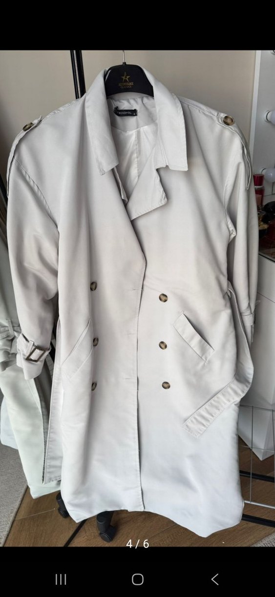 Gri Kemerli Kadın Trençkot - Görsel 5