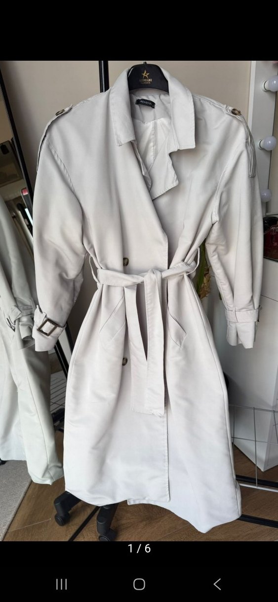 Gri Kemerli Kadın Trençkot - Görsel 4