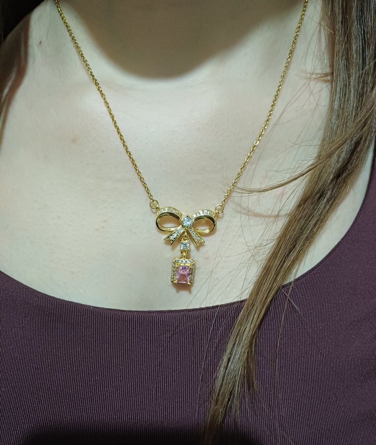 Pembe Fiyonklu Midi Kolye - Görsel 2