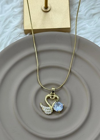 Altın Renk Zincirli Kuğu Deyalı Kadın Kolye - Görsel 2