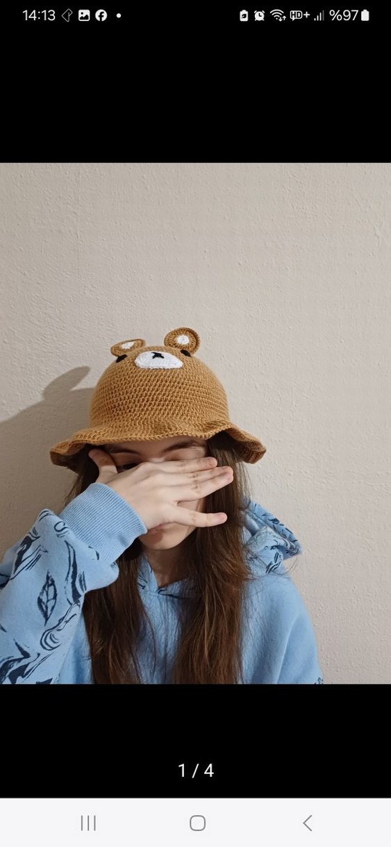 Örgü Kahverengi Ayıcık Kadın Şapka - Görsel 2