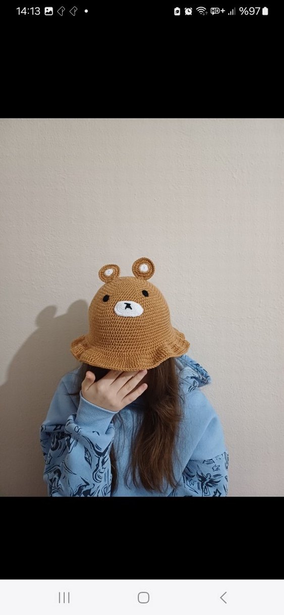 Örgü Kahverengi Ayıcık Kadın Şapka - Görsel 4