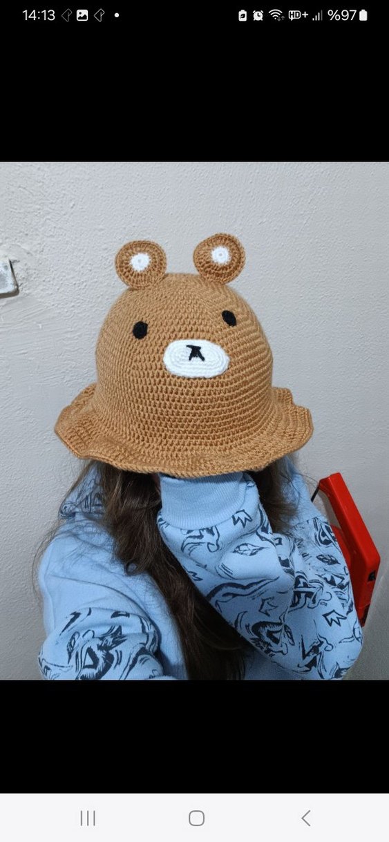 Örgü Kahverengi Ayıcık Kadın Şapka - Görsel 3