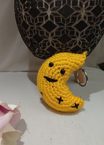 Beden sarı Renk El Örgüsü Güneş, Ay ve Yıldız Anahtarlık Set