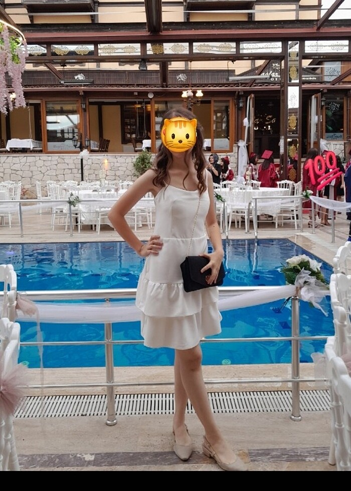 Beyaz abiye nikah/ mezuniyet elbisesi - Görsel 3