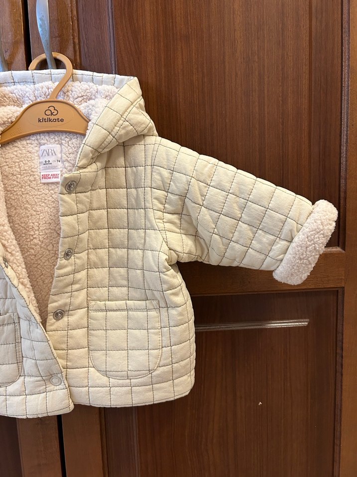 Zara suni yünlü kapitone ceket 6-9ay - Görsel 4