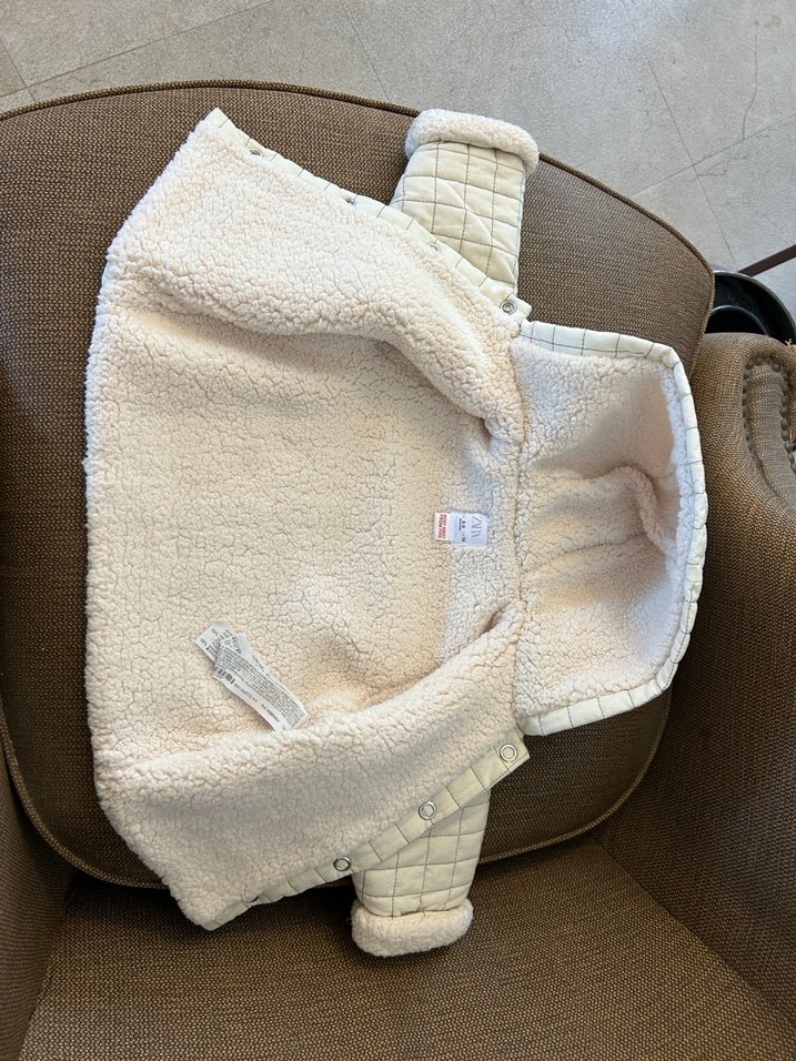 Zara suni yünlü kapitone ceket 6-9ay - Görsel 5