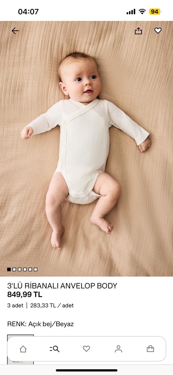 2 ADET H&M 6-9 ay ribanali anvelop body - Görsel 3