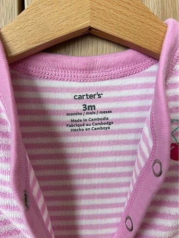 3 Ay Beden Carter's 0-3ay havlu kumaş patikli tulum