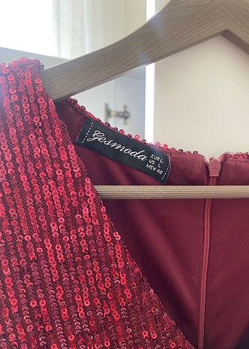 Koyu Bordo V Yakalı Midi Kadın Abiye Elbise - Görsel 3