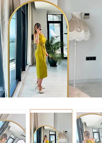 Saten Dokulu Drapeli Kolsuz Uzun Elbise - Görsel 4