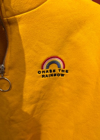 H&M Sarı Kadın Fermuarlı Sweatshirt - Görsel 3