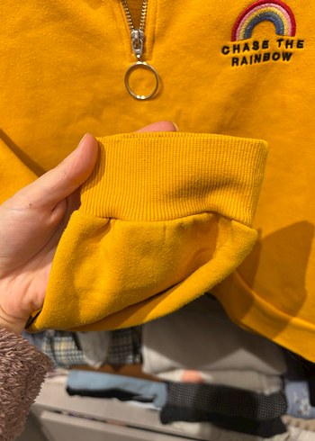 H&M Sarı Kadın Fermuarlı Sweatshirt - Görsel 6