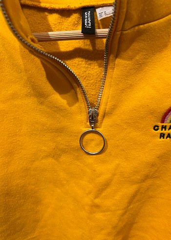 H&M Sarı Kadın Fermuarlı Sweatshirt - Görsel 4
