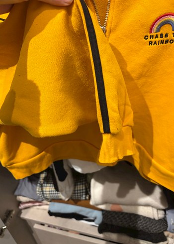 H&M Sarı Kadın Fermuarlı Sweatshirt - Görsel 5