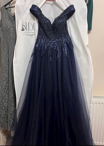 Nişan elbisesi/ Boncuk İşlemeli Lacivert Uzun Abiye Elbise - Görsel 3