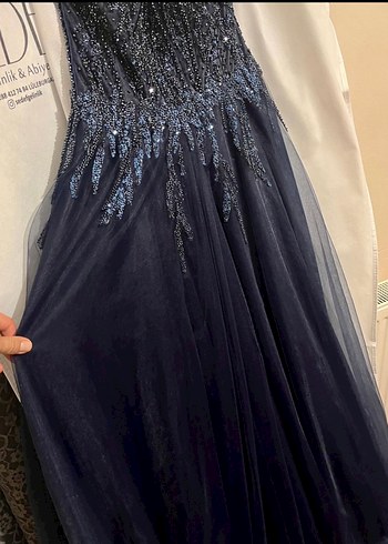 Nişan elbisesi/ Boncuk İşlemeli Lacivert Uzun Abiye Elbise - Görsel 6