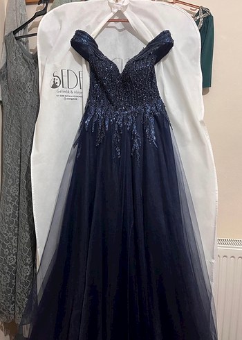Nişan elbisesi/ Boncuk İşlemeli Lacivert Uzun Abiye Elbise - Görsel 2