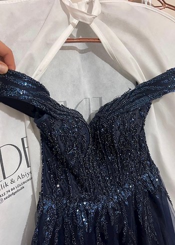 Nişan elbisesi/ Boncuk İşlemeli Lacivert Uzun Abiye Elbise - Görsel 5