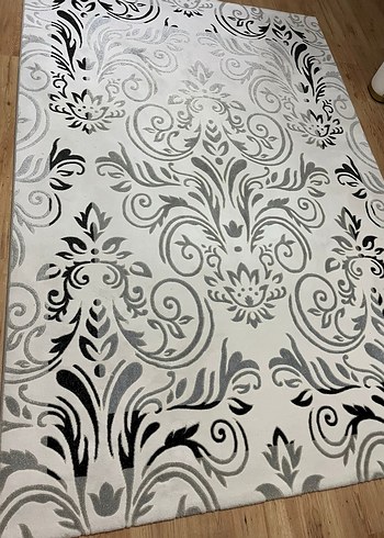 Beyaz Gri Modern Klasik Desenli Halı antibakteriyel halı - Görsel 3