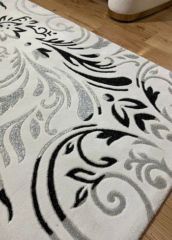 Beyaz Gri Modern Klasik Desenli Halı antibakteriyel halı - Görsel 4