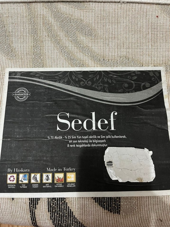 Beyaz Gri Modern Klasik Desenli Halı antibakteriyel halı - Görsel 5