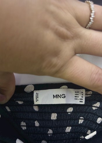 m Beden siyah Renk Siyah Puantiyeli Aslılı Mango Uzun Elbise