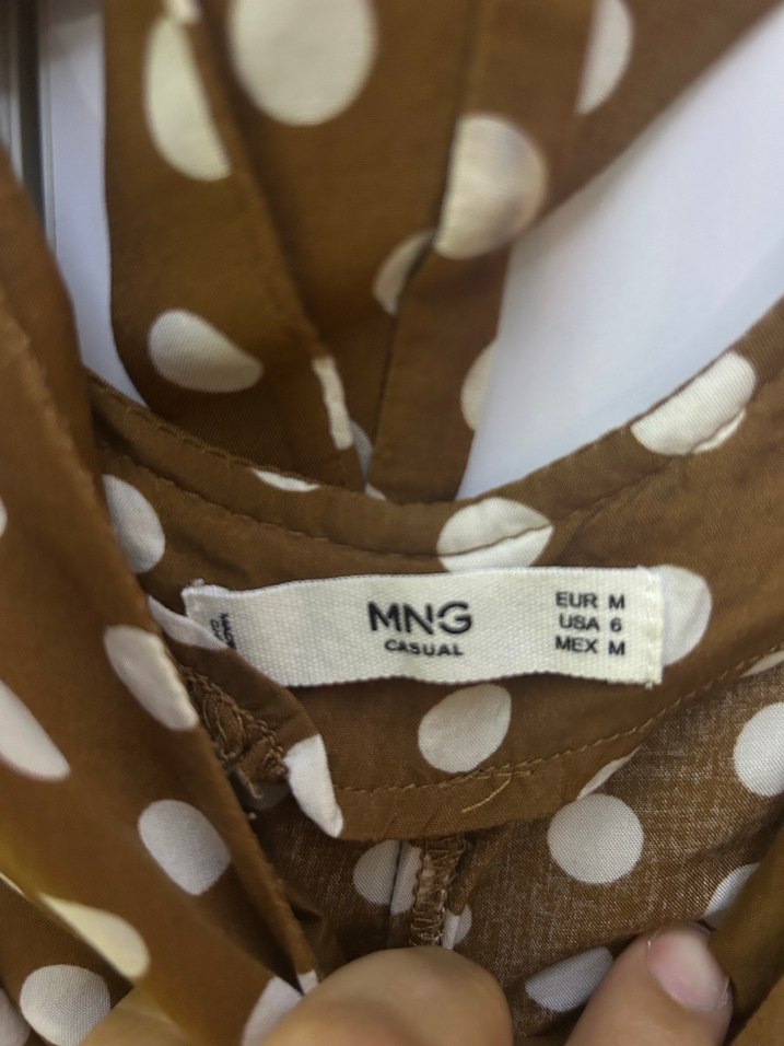 Kahverengi Puantiyeli Kalın Askılı Elbisesi - Görsel 5