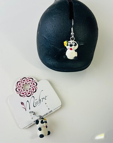 Sarı Çiçekli Panda Kil Küpe
