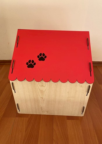 Kırmızı Çatı Detaylı demonte Ahşap Kedi Evi - Görsel 6