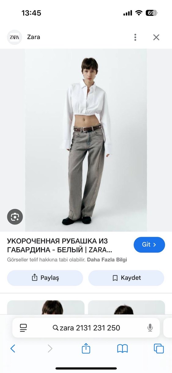 Zara Beyaz Kısa Kesim Uzun Kollu Gömlek - Görsel 2