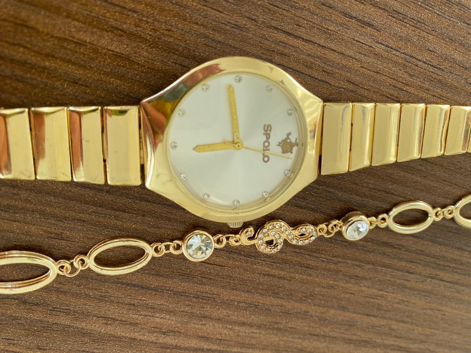 Spolo Altın Kadın Kol Saati bileklik seti - Görsel 2