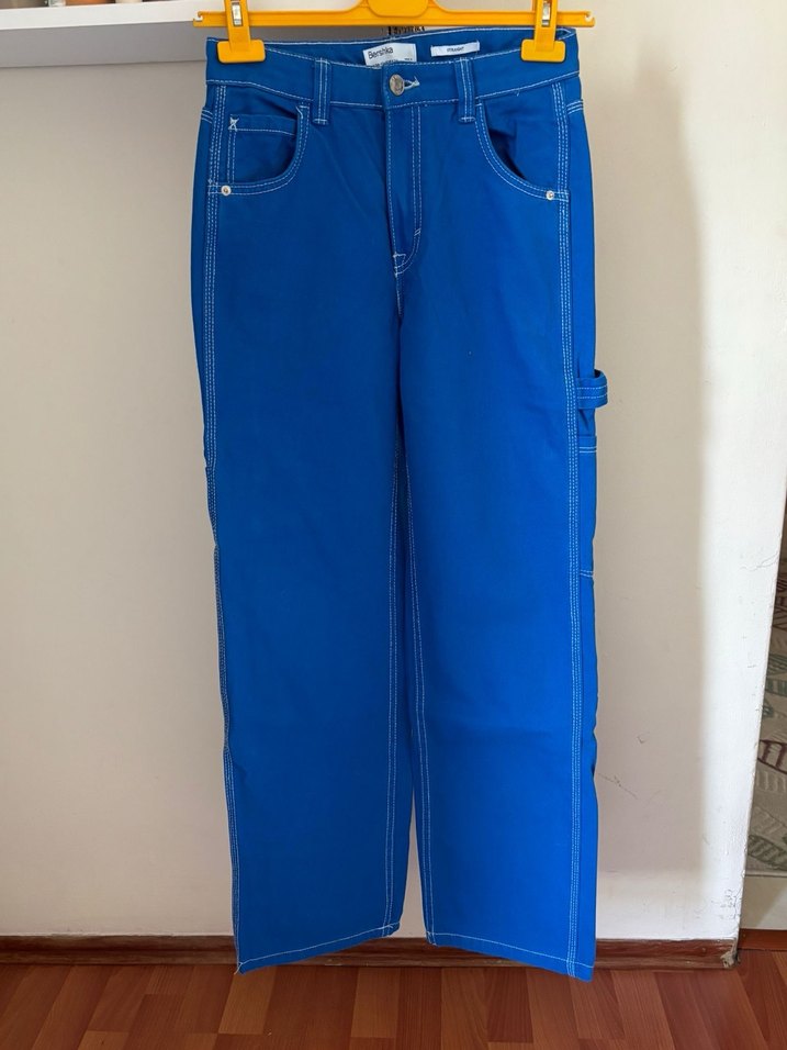 Bershka straight mavi pantolon - Görsel 3
